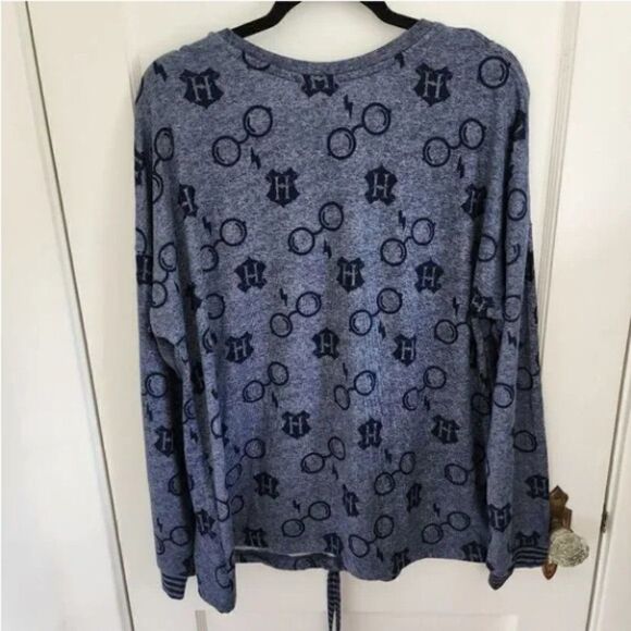 Wizarding World Harry Potter Navy Blue Long Sleeve Sleep Shirt Size Medium - Picture 3 of 3